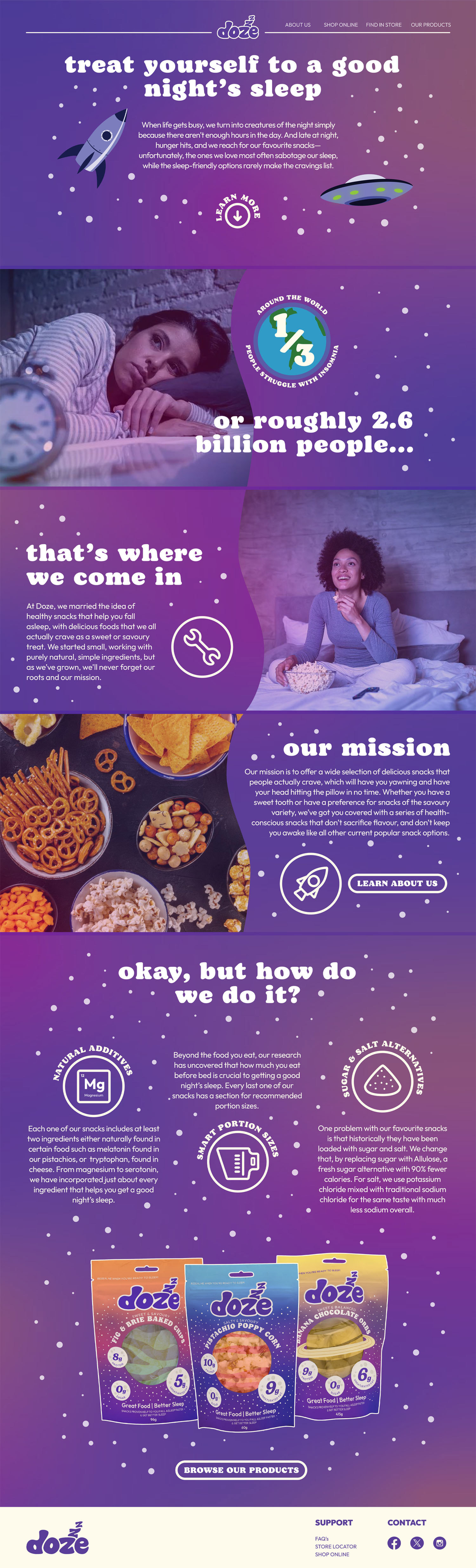 Scrollable Doze website preview