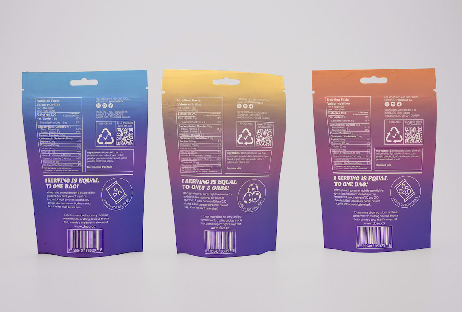 doze snack packaging back