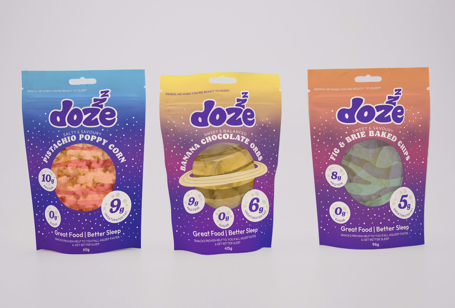 doze snack packaging front