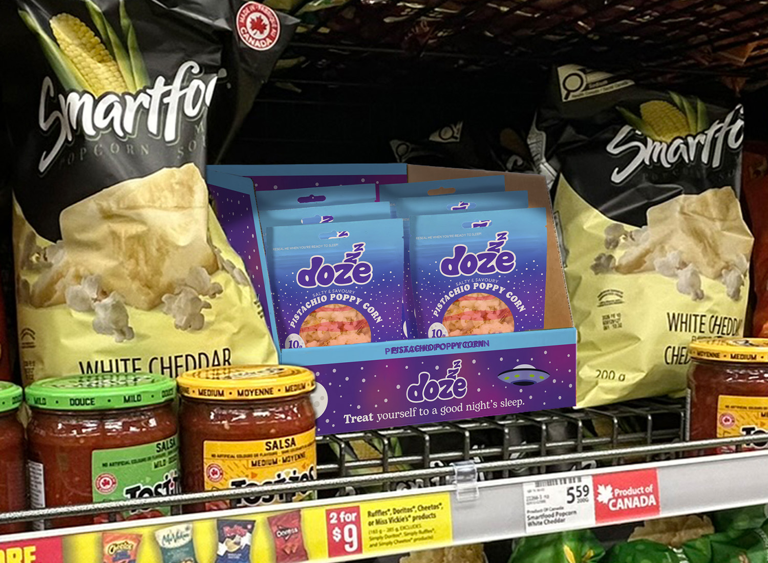 shelf packaging popcorn